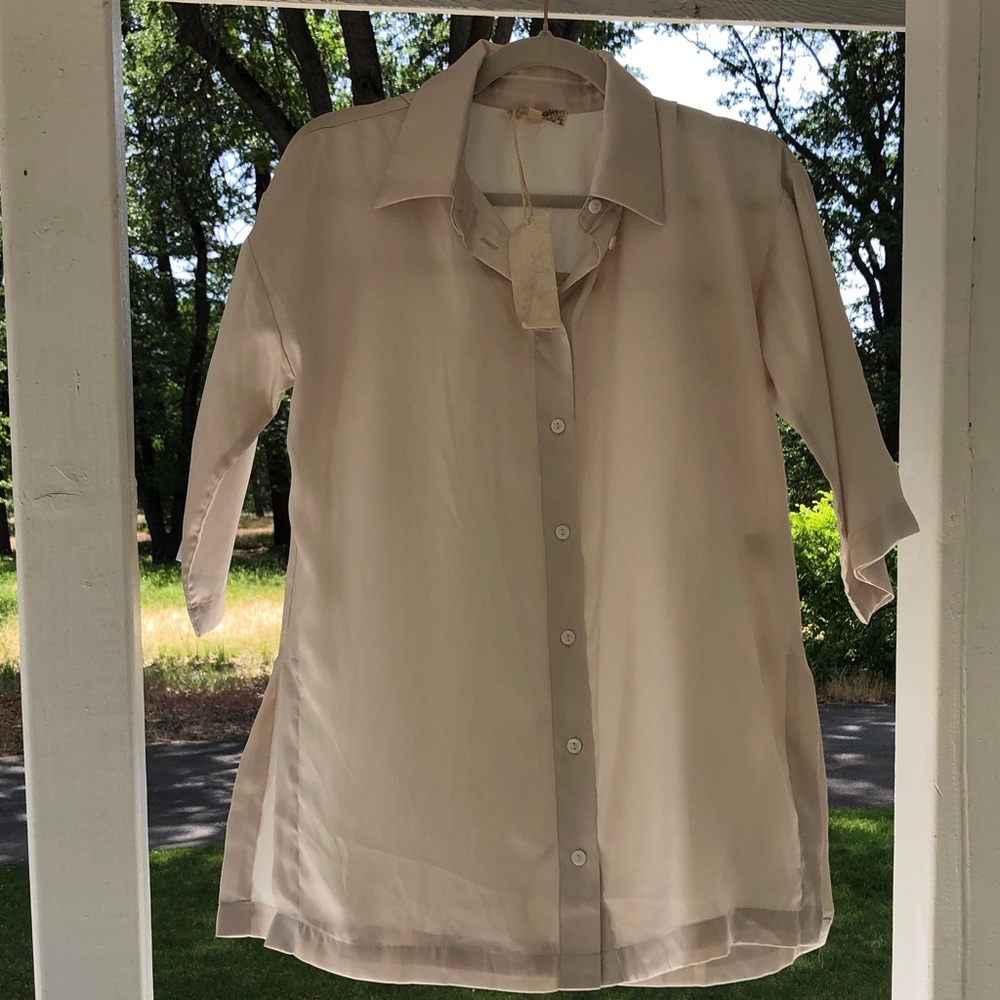 Mystree Light Cream Button-Front Blouse